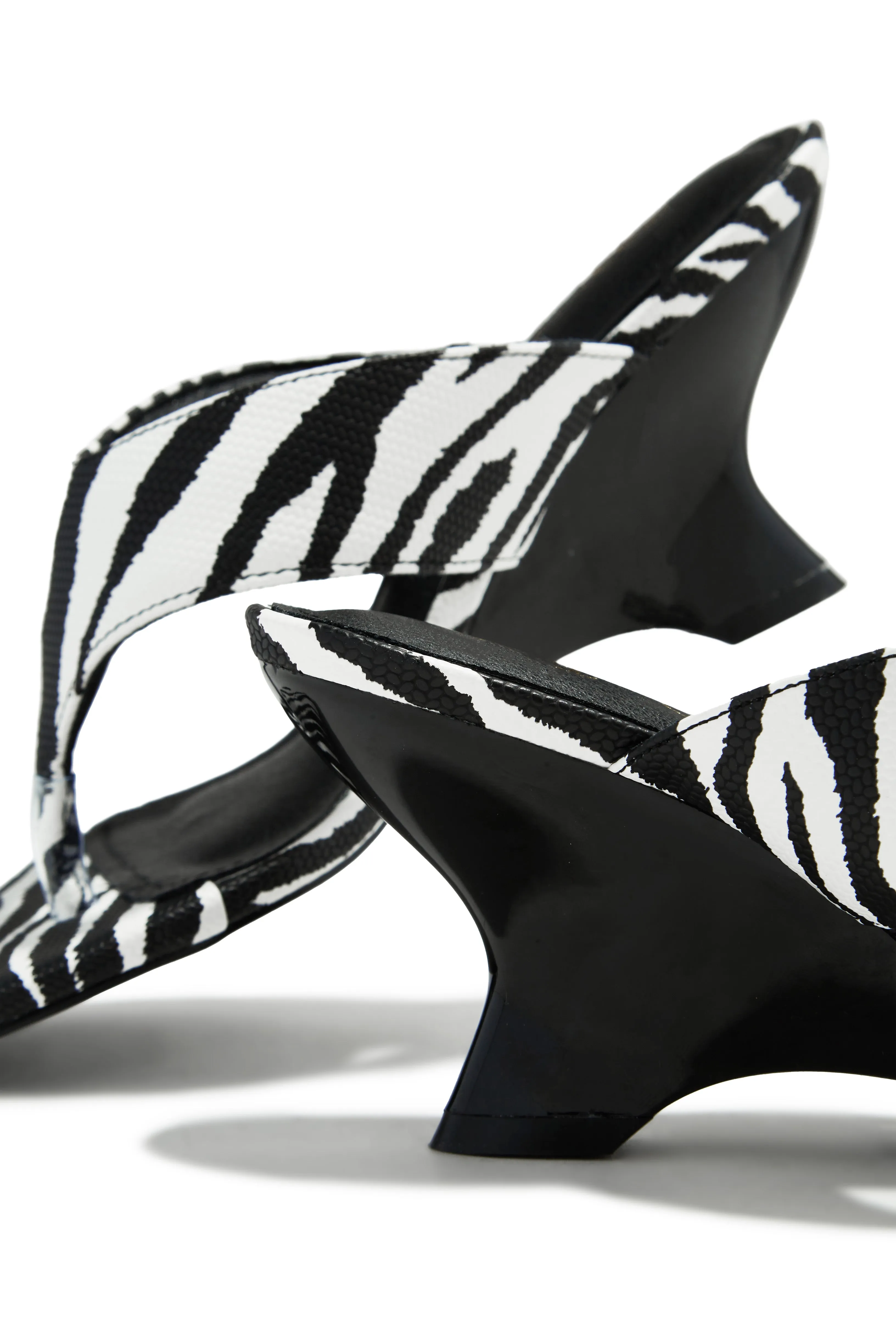 Kaline Thong Strap Mule Heels - Zebra sold by Miss Lola product image thumbnail 3