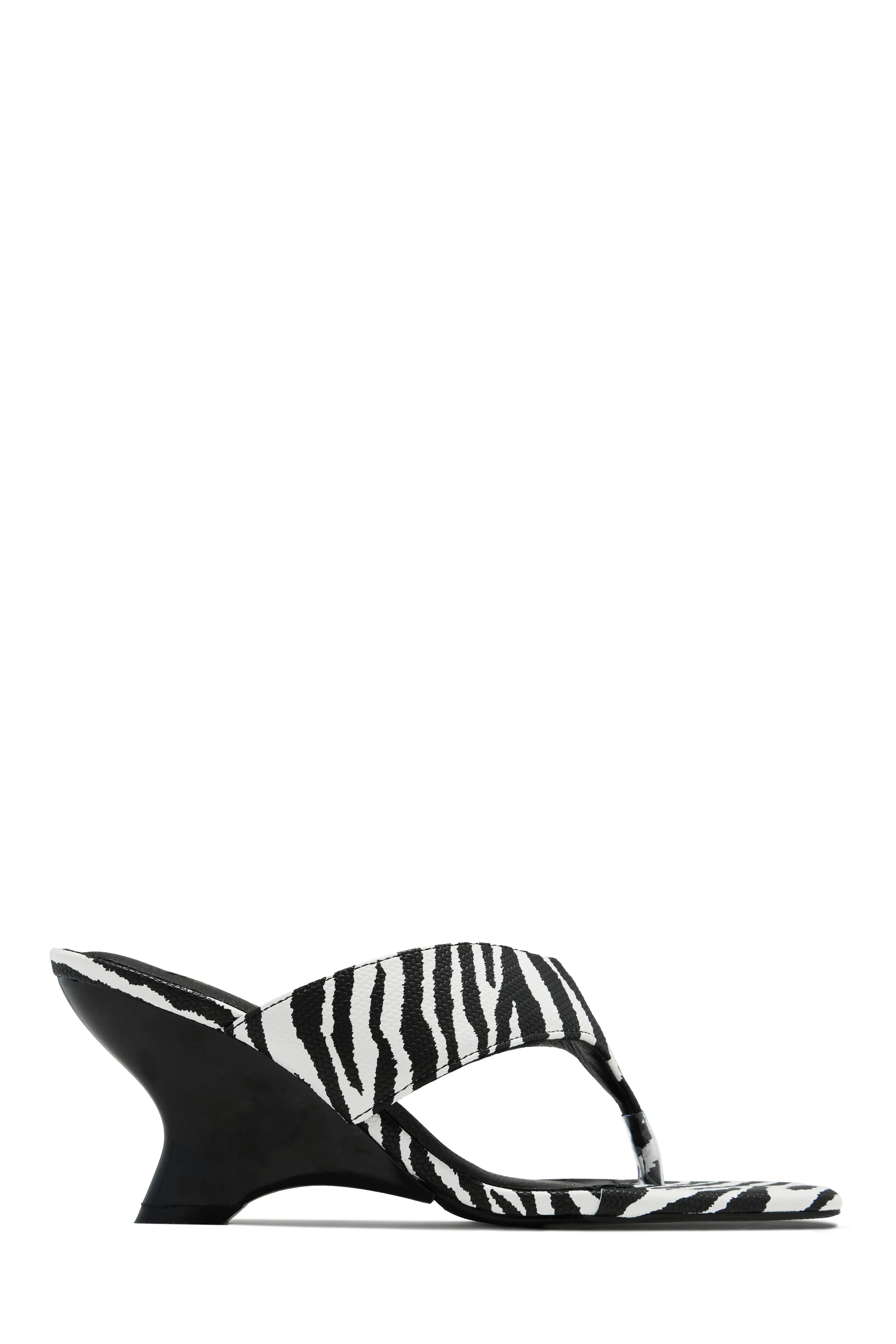 Kaline Thong Strap Mule Heels - Zebra sold by Miss Lola product image thumbnail 5