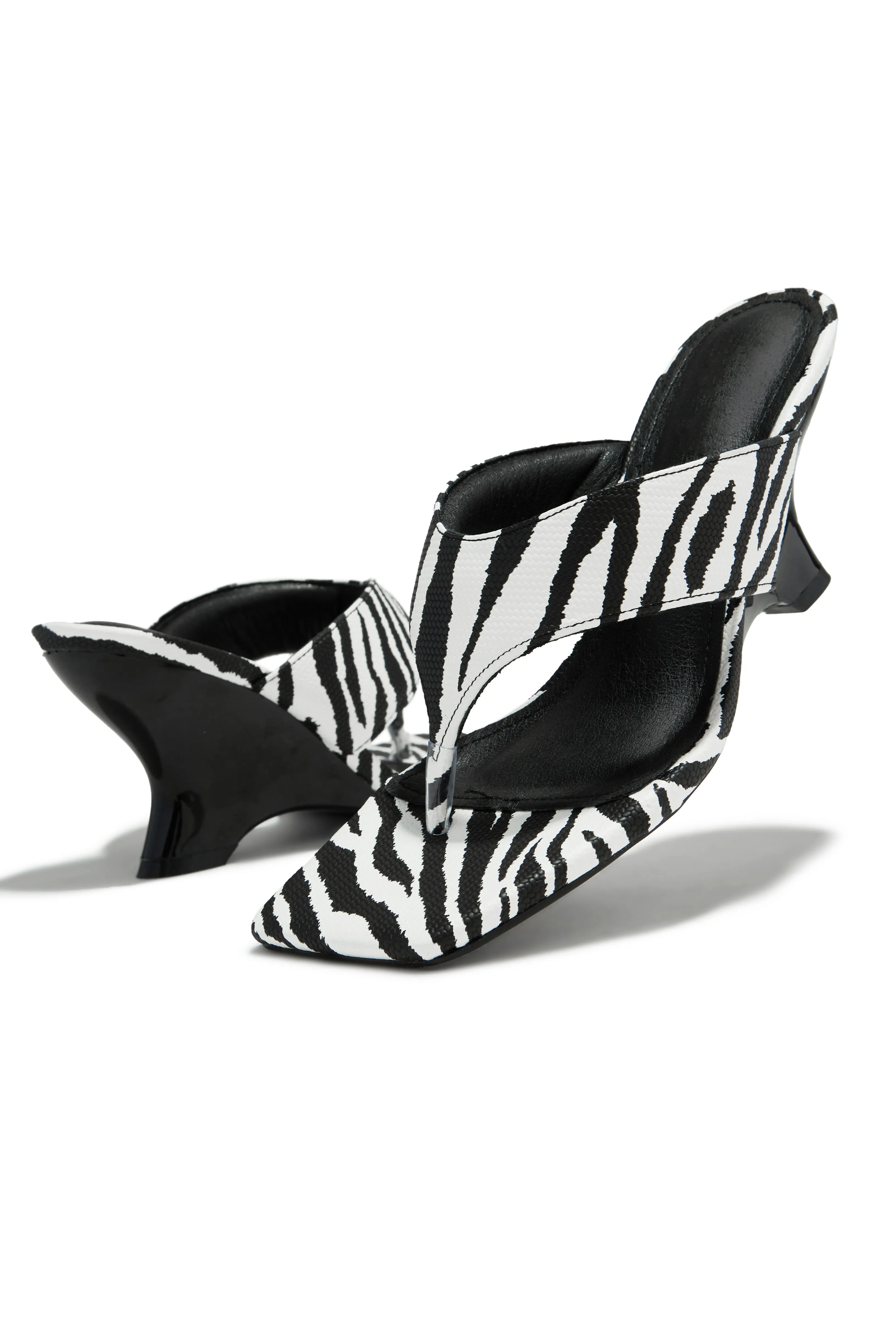 Kaline Thong Strap Mule Heels - Zebra sold by Miss Lola product image thumbnail 2