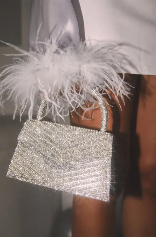 Hailey Beaded Embellished Top Handle Bag - Silver sold by Miss Lola