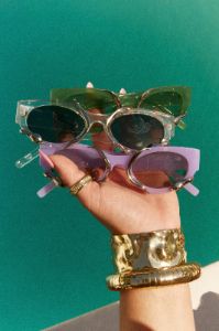 Summer Muse Silver Trim Sunglasses  - Purple sold by Miss Lola