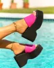 Francia Platform Slip On Sandals - Pink sold by Miss Lola
