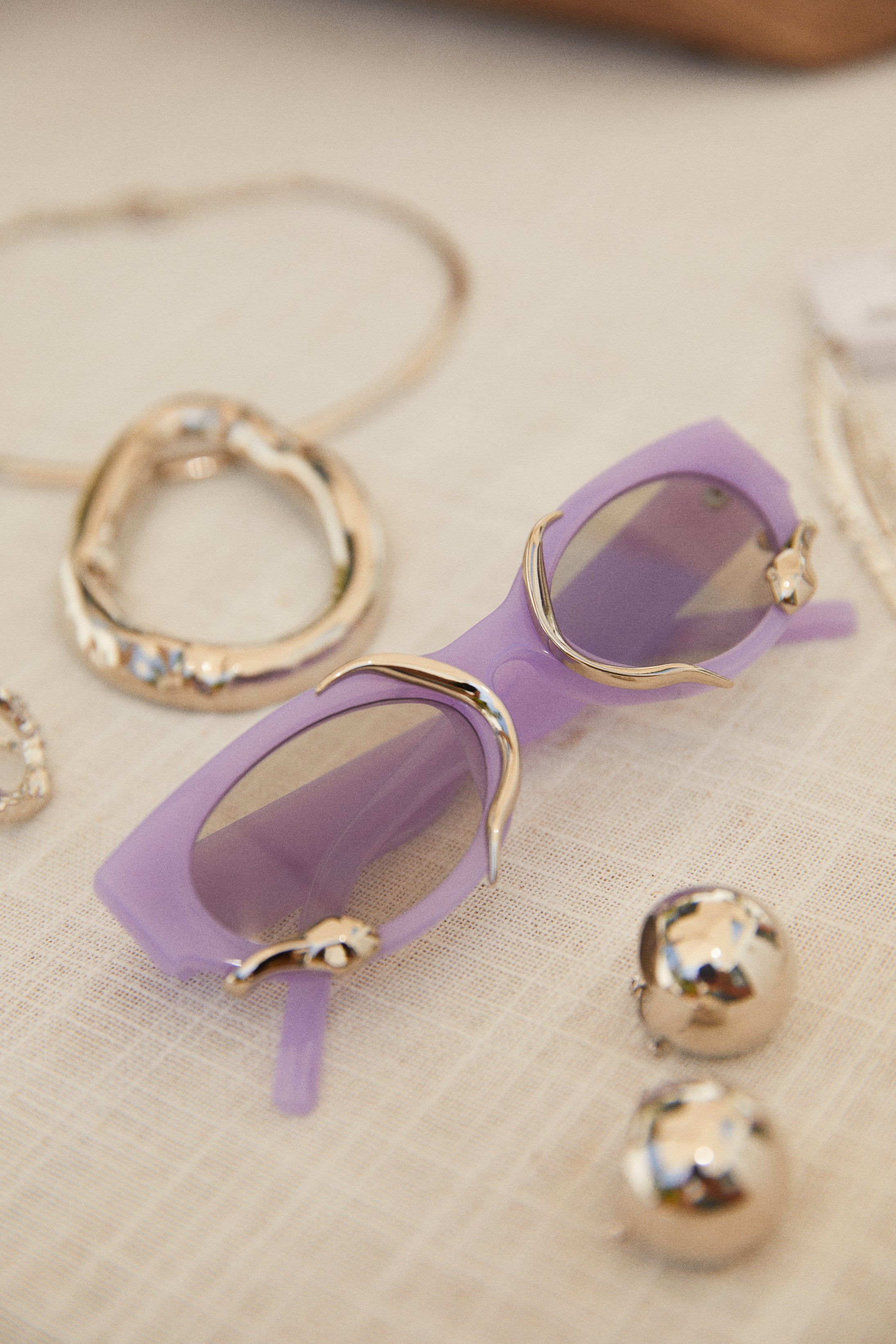 Summer Muse Silver Trim Sunglasses - Purple sold by Miss Lola