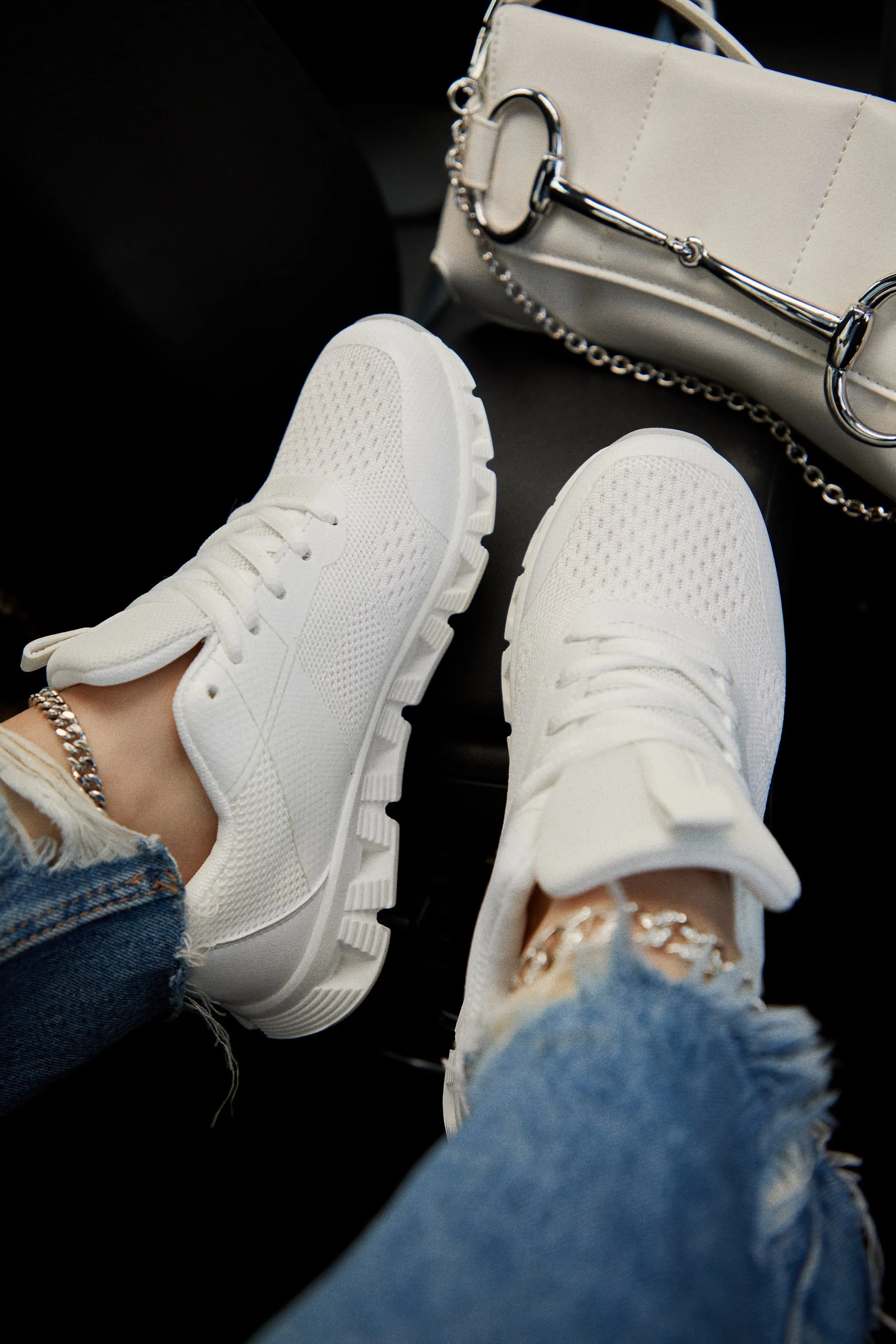 Jet Setter Lace Up Sneakers - White sold by Miss Lola product image thumbnail 2