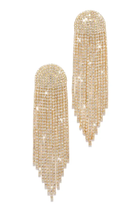 Elania Embellished Fringe Earring- Gold sold by Miss Lola