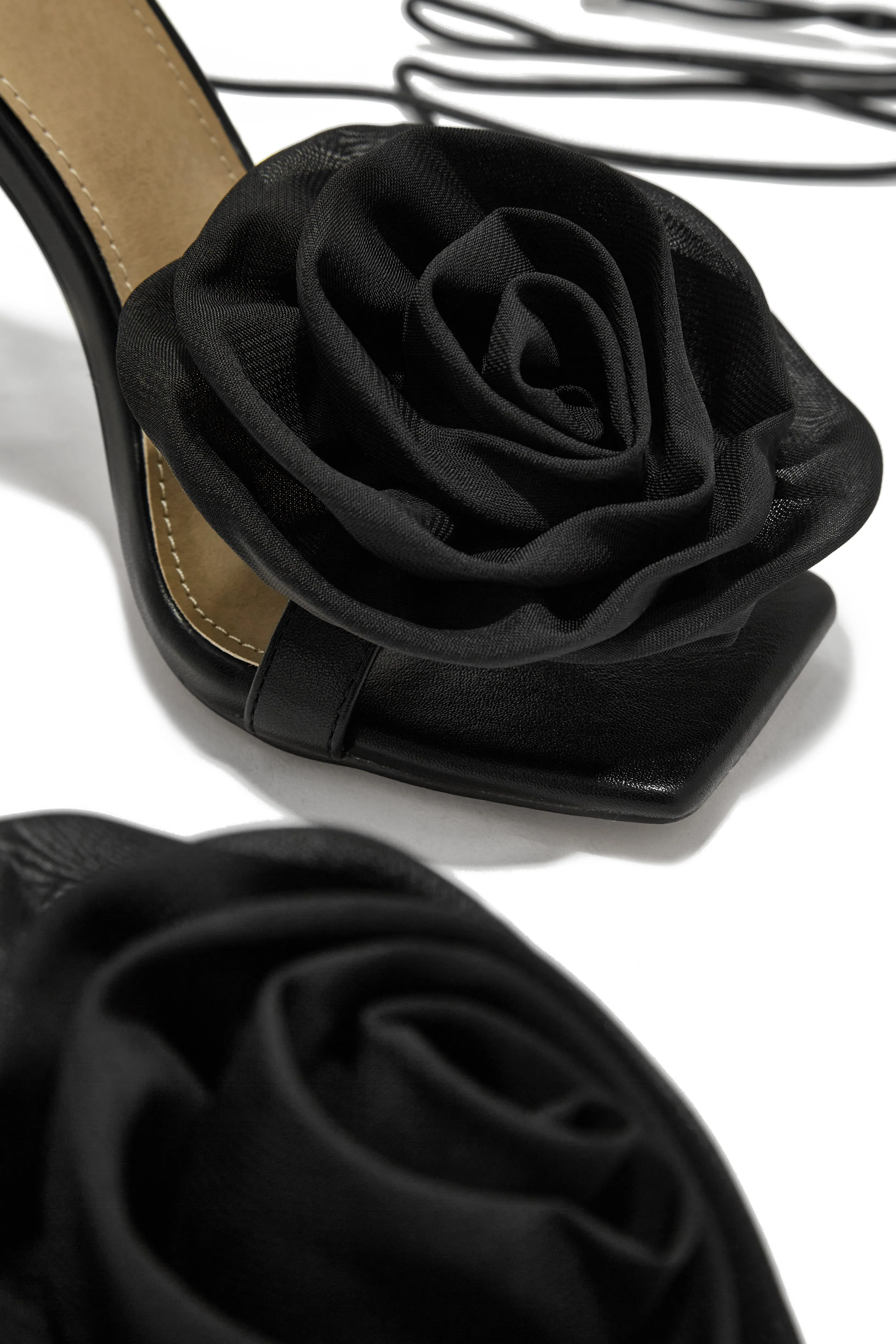 Divine Bloom Rosette Lace Up Heels - Black sold by Miss Lola product image thumbnail 3
