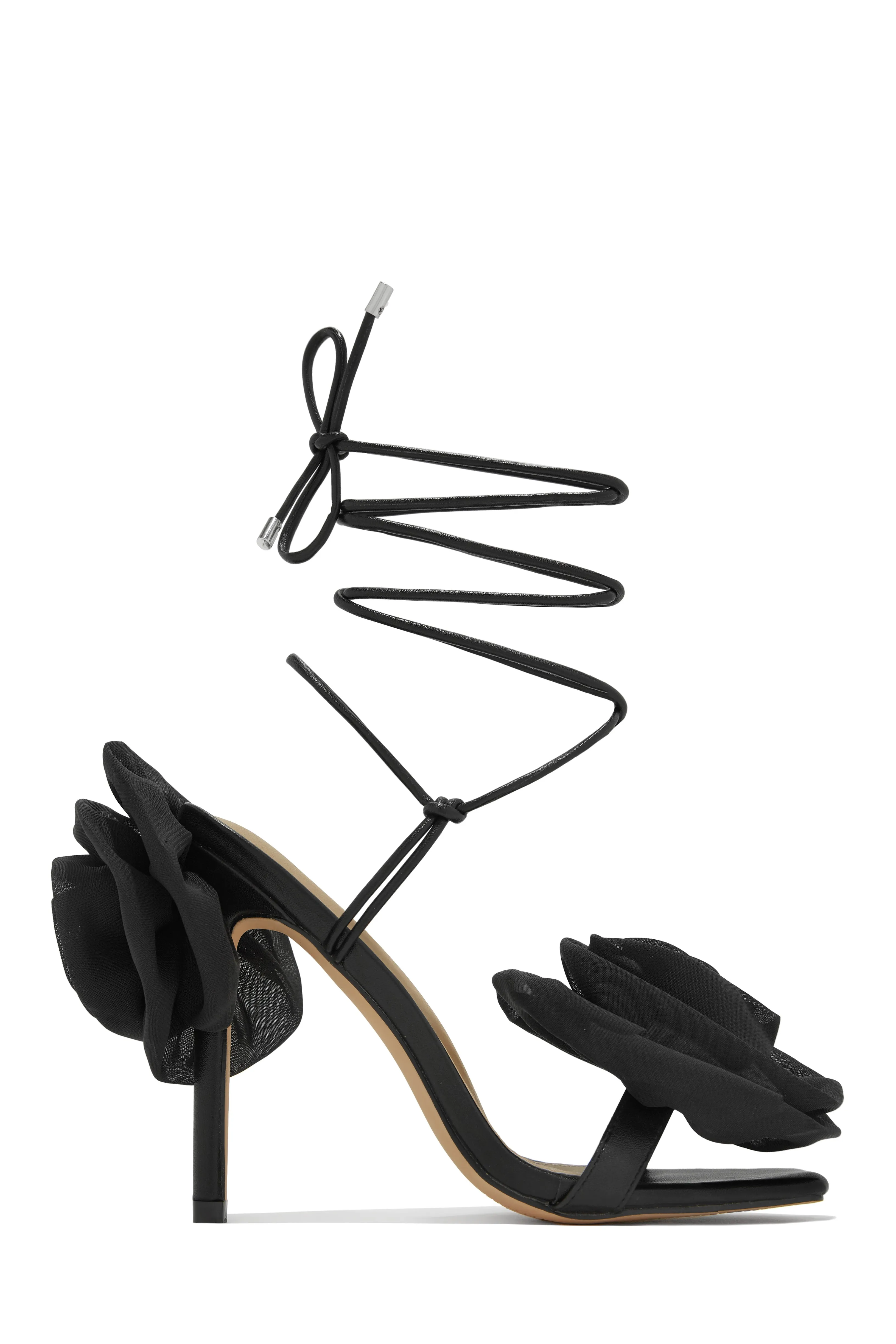 Divine Bloom Rosette Lace Up Heels - Black sold by Miss Lola product image thumbnail 5