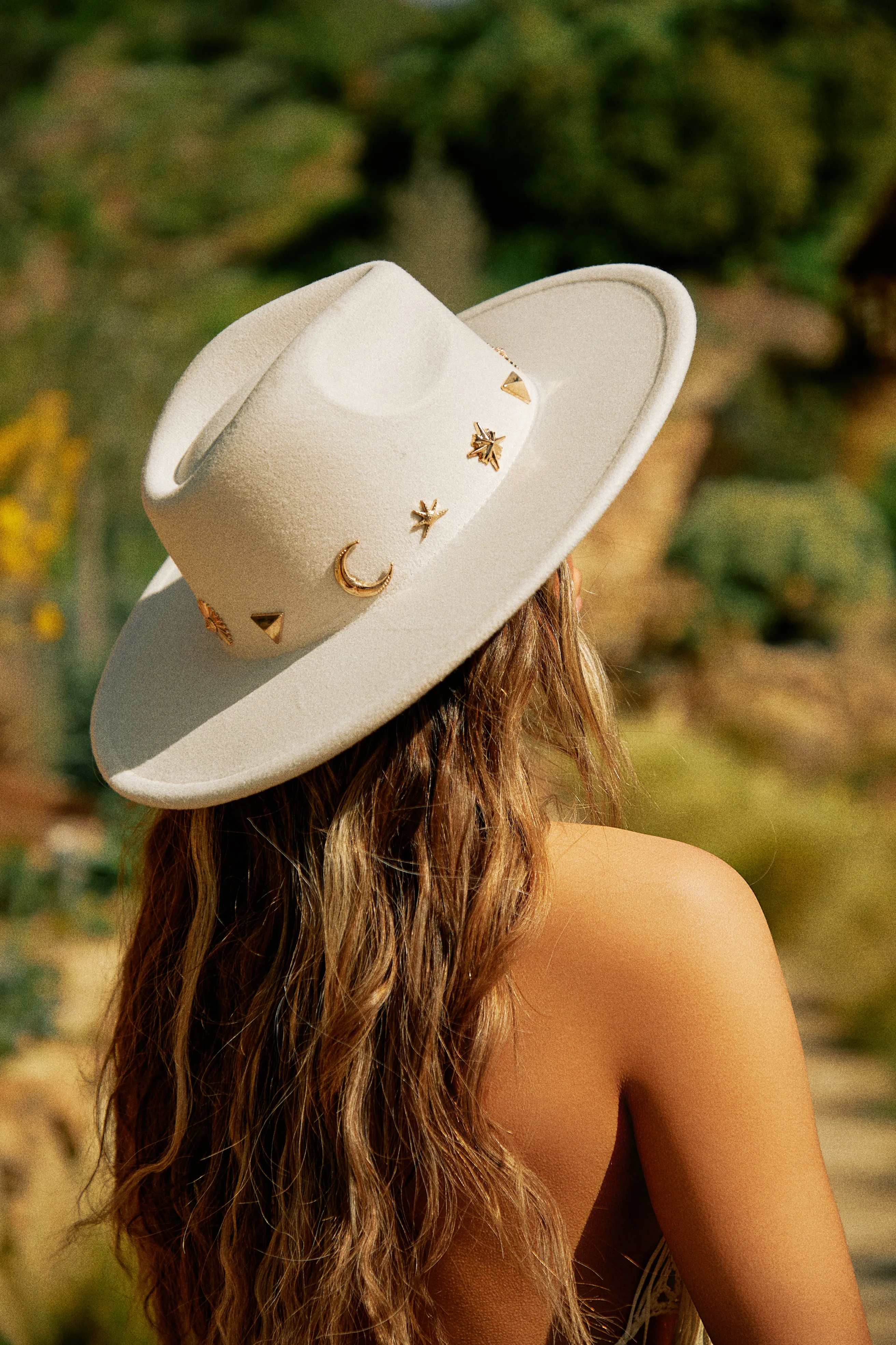 Under the Moon Pendant Flat Brim Hat - Ivory sold by Miss Lola product image thumbnail 3
