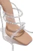 Elisa Lace Up Embellished High Heels - Nude sold by Miss Lola