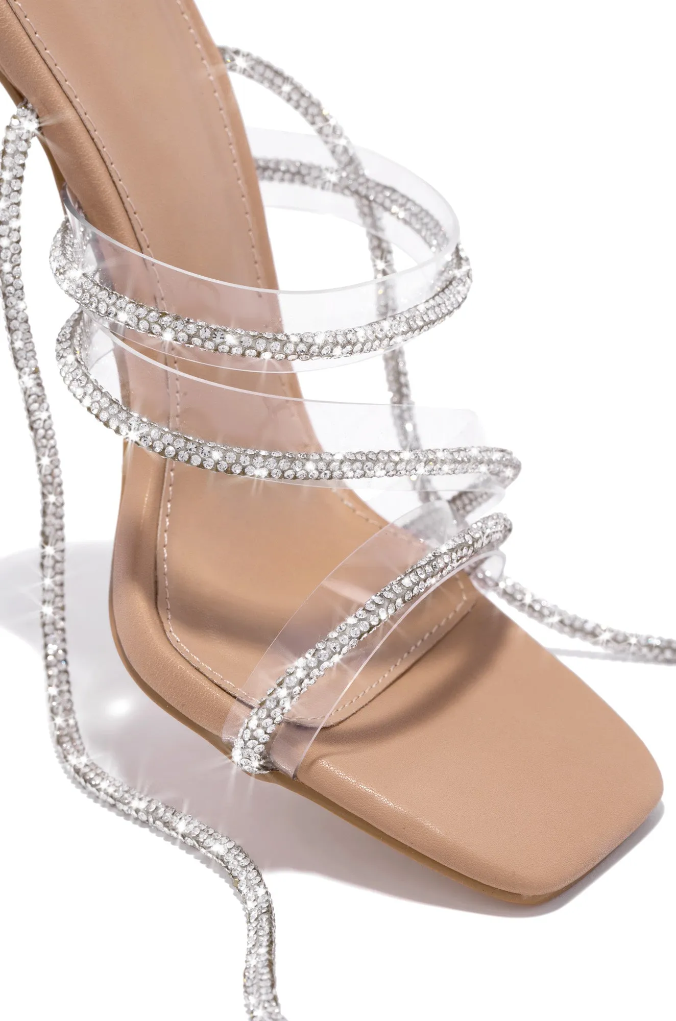 Elisa Lace Up Embellished High Heels - Nude sold by Miss Lola product image thumbnail 2