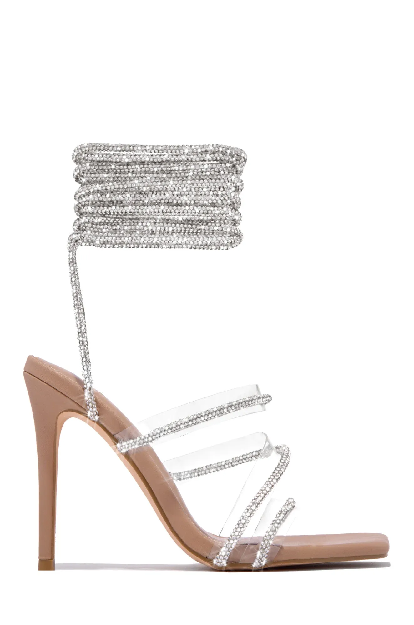 Elisa Lace Up Embellished High Heels - Nude sold by Miss Lola product image thumbnail 3