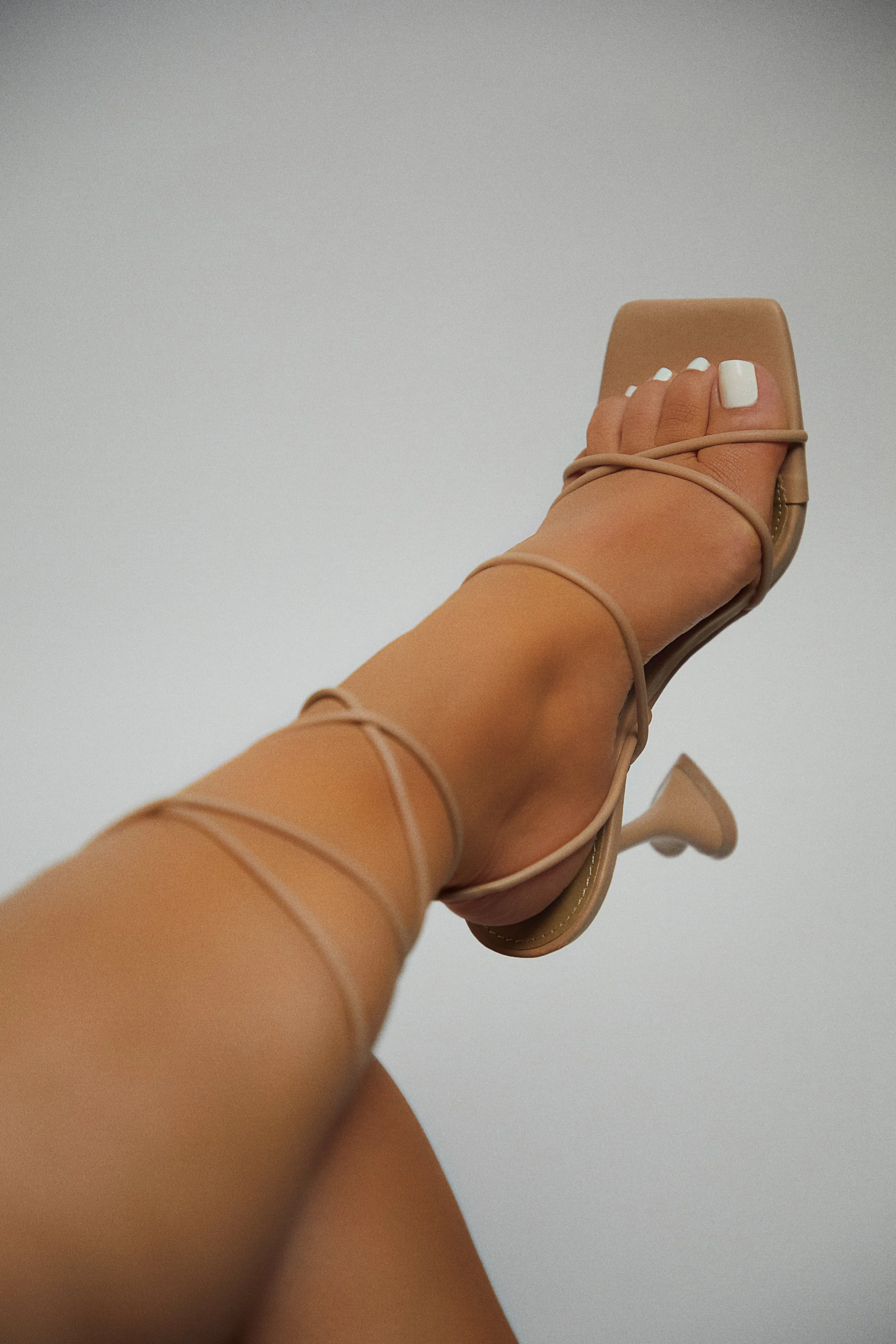 Loving Heart Lace Up High Heels - Nude sold by Miss Lola product image thumbnail 3