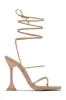Loving Heart Lace Up High Heels - Nude sold by Miss Lola
