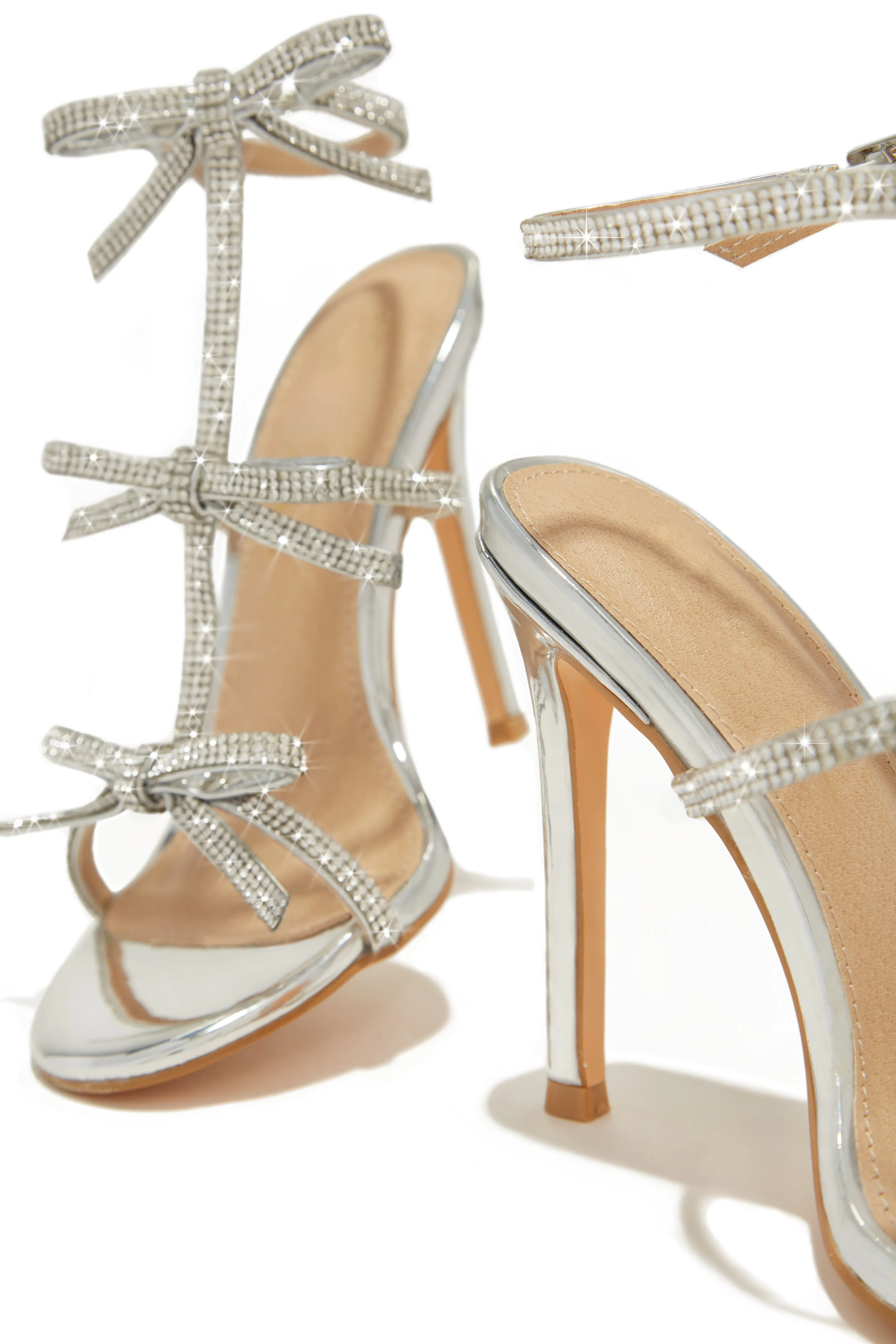 Party Season Embellished High Heels - Silver sold by Miss Lola product image thumbnail 5