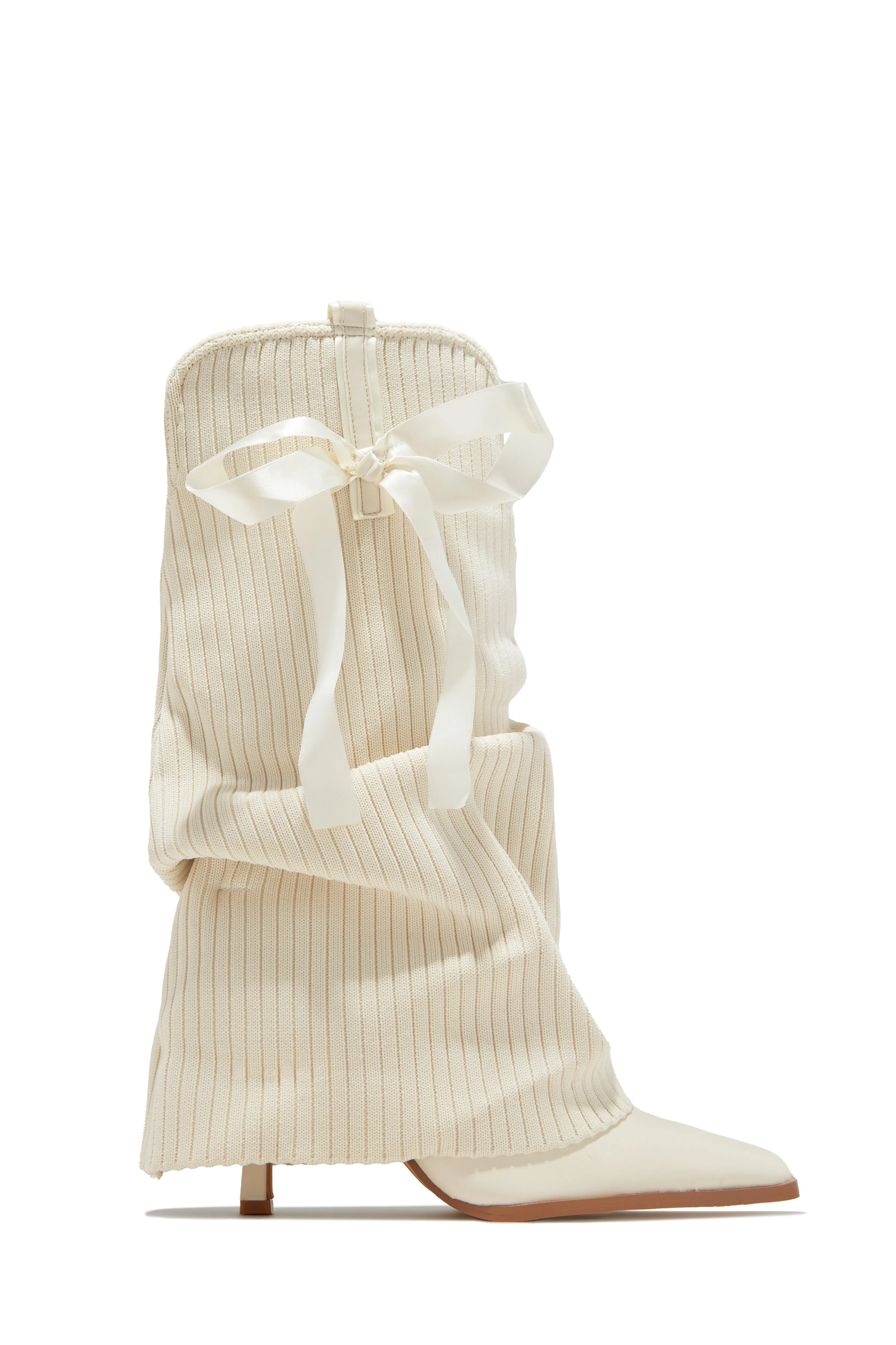 Annalee Below The Knee Slouch Boots - Cream sold by Miss Lola