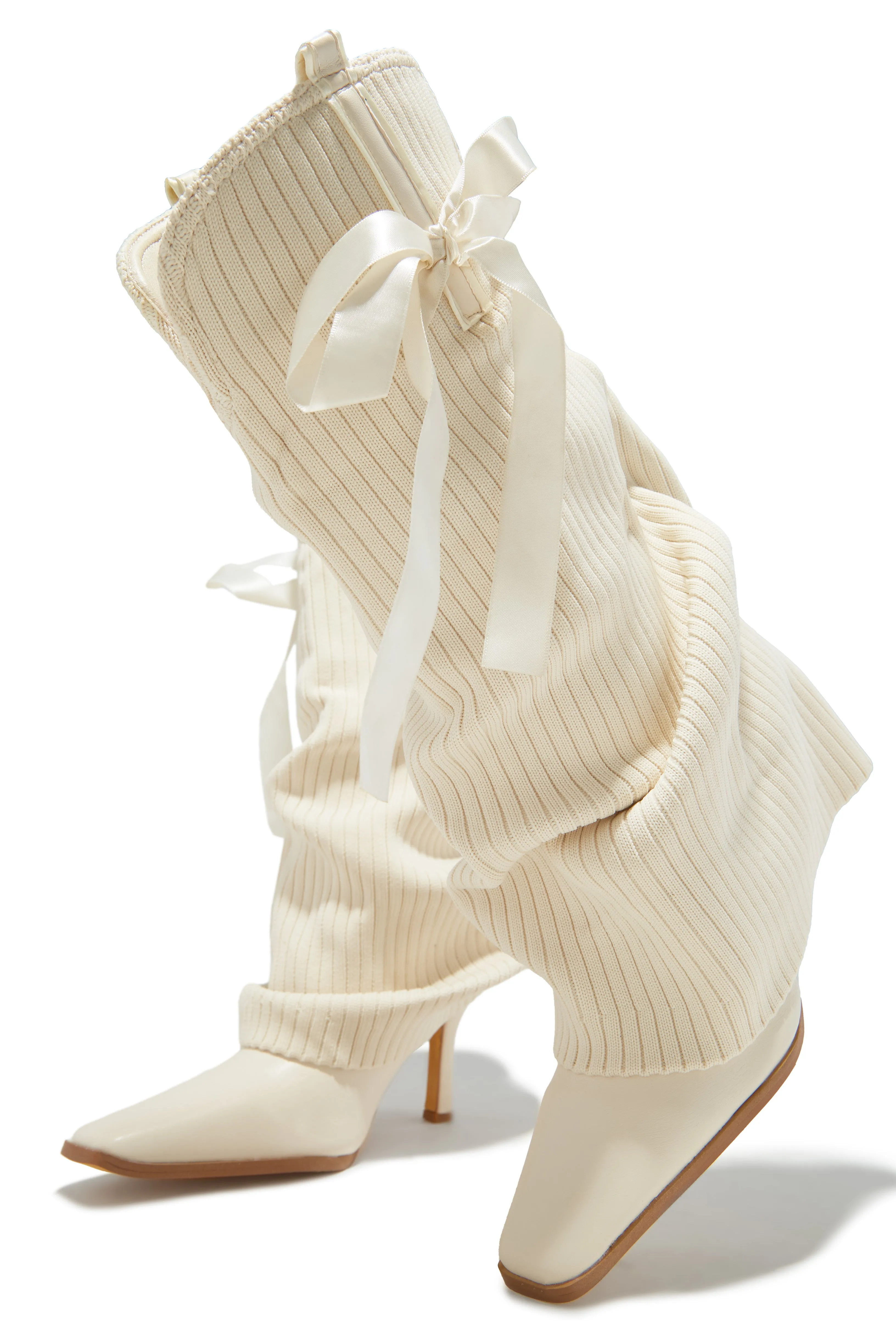 Annalee Below The Knee Slouch Boots - Cream sold by Miss Lola product image thumbnail 2
