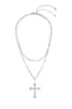 All My Faith Two Piece Layered Cross Pendant Necklace Set - Silver sold by Miss Lola