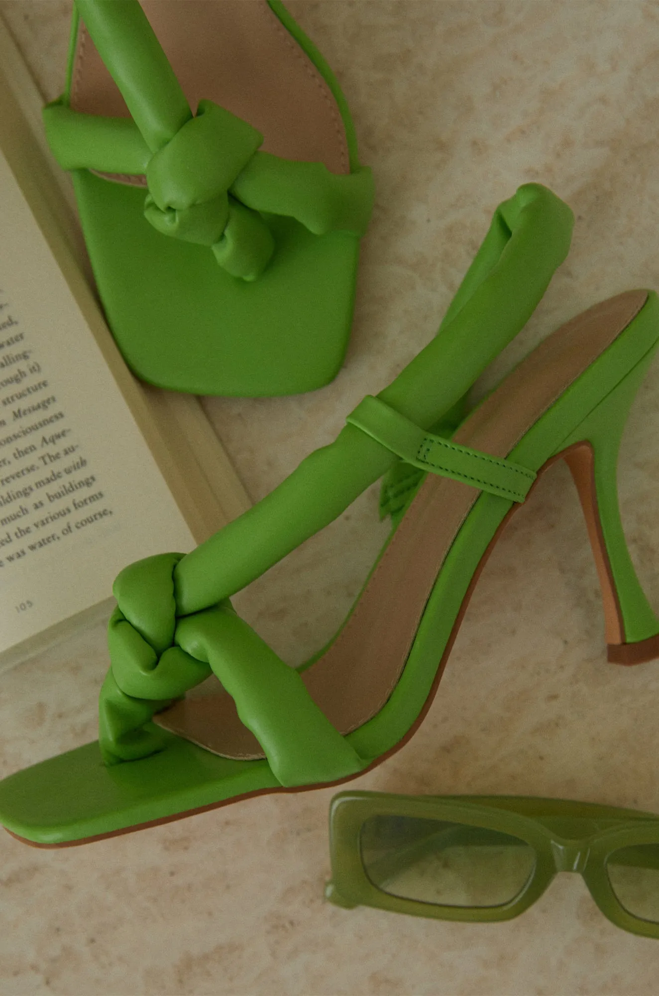 Amara Asymmetrical Thick Strap Heels - Green sold by Miss Lola product image thumbnail 2