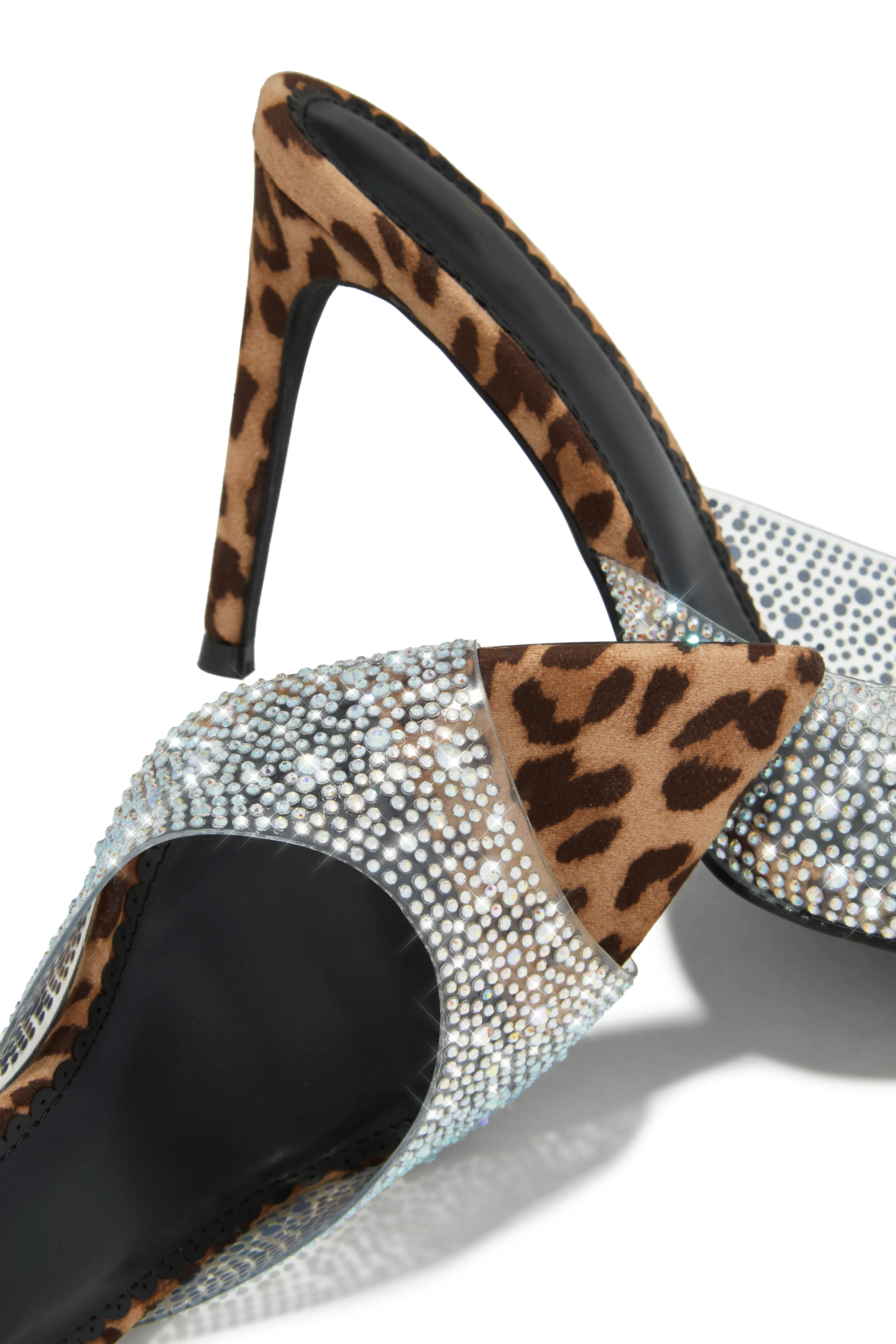 Katelyn Embellished Mule Heels - Leopard sold by Miss Lola product image thumbnail 2
