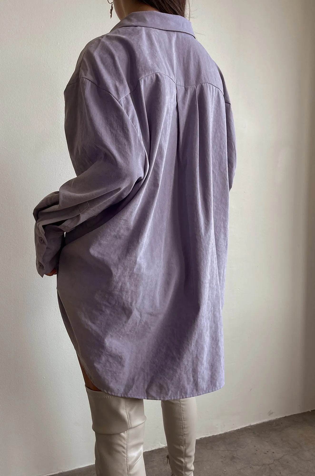 Spend The Night Oversized Button Up Top - Lavender sold by Miss Lola product image thumbnail 2