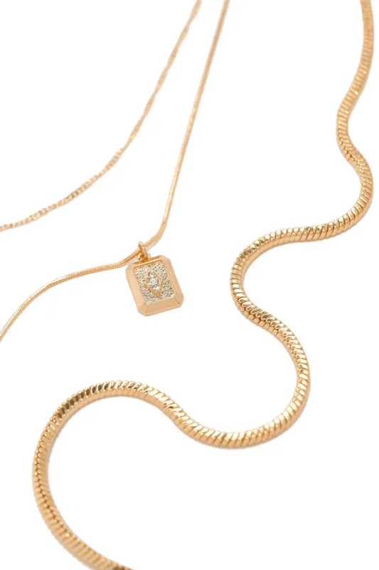 Nalda Embellished Pendant Necklace  - Gold sold by Miss Lola
