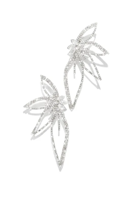 Paradise Queen Embellished Statement Earring - Silver sold by Miss Lola