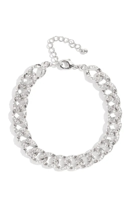 Lola Embellished Chunky Anklet - Silver sold by Miss Lola