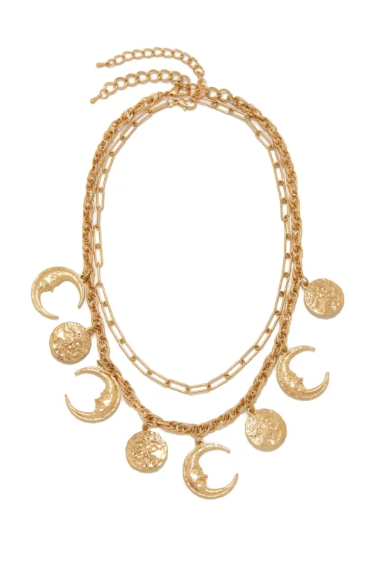 Sol y Luna Sun and Moon Pendants Necklace - Gold sold by Miss Lola