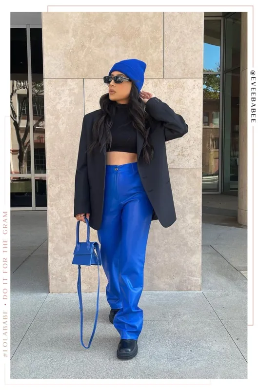 Jinelle PU Pants - Blue sold by Miss Lola