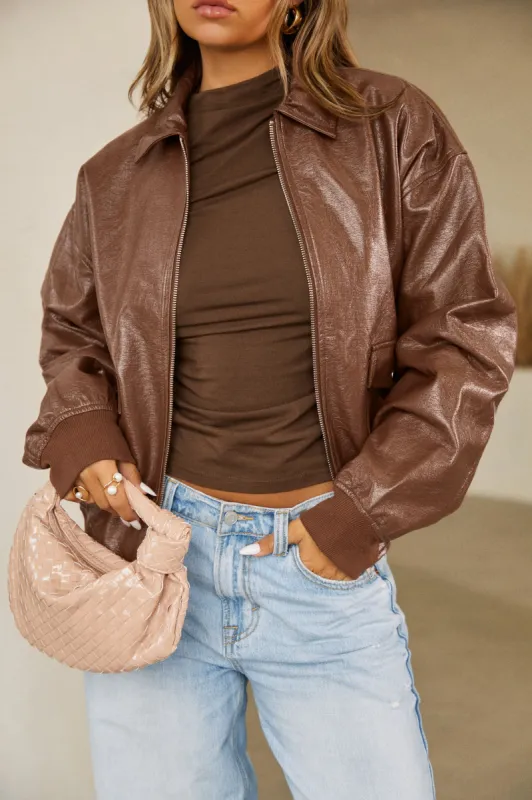 Cleo PU Jacket - Camel sold by Miss Lola