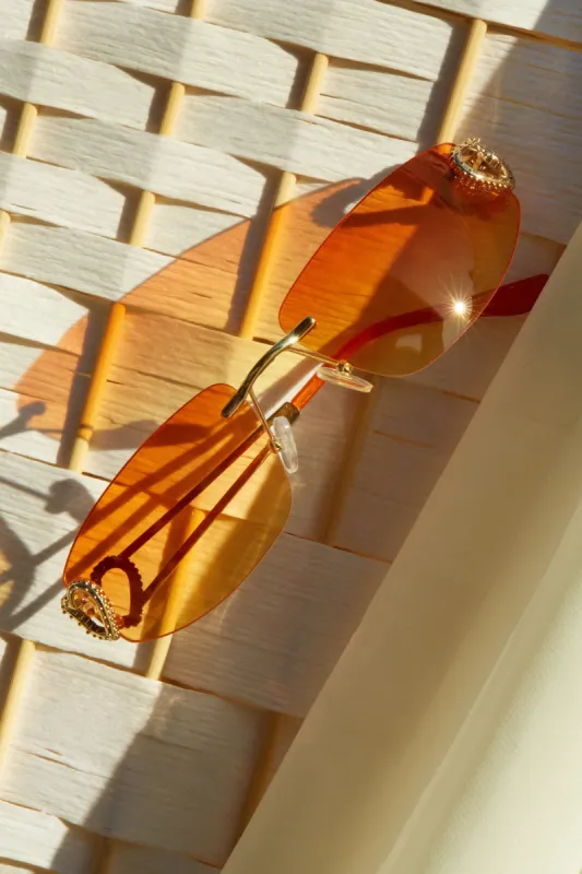 Summer Lover Rimless Sunglasses - Orange sold by Miss Lola