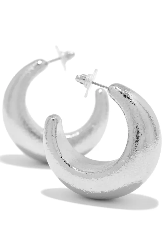 Endia Chunky Round Hoop Earring - Silver sold by Miss Lola