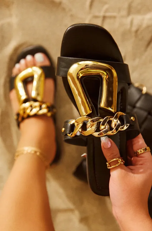 Maldives Island Slip On Sandals - Black sold by Miss Lola