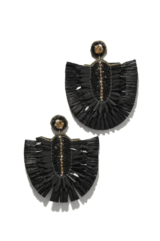Tahiti Trips Statement Fringe Earrings - Black sold by Miss Lola