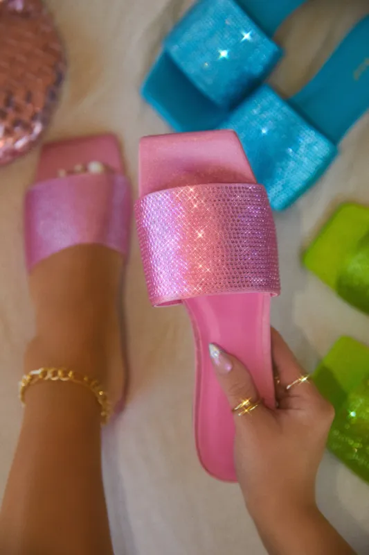 Maya Embellished Slip On Sandals - Pink sold by Miss Lola