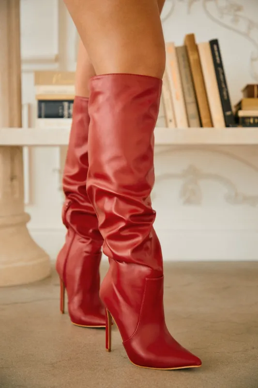 Keep My Cool High Heel Boots - Red sold by Miss Lola