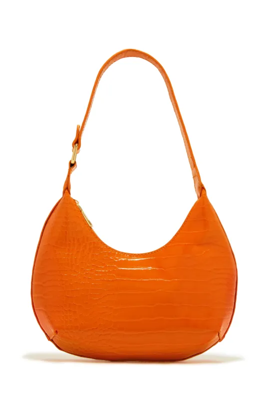 Kiria Embossed Croc Shoulder Bag - Orange sold by Miss Lola