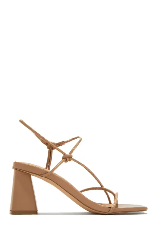 Vacation Memories Block Mid Heels - Nude sold by Miss Lola