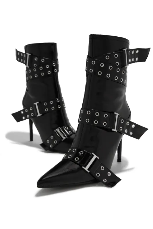 Khalani Pointed Toe High Heel Ankle Boots - Black sold by Miss Lola