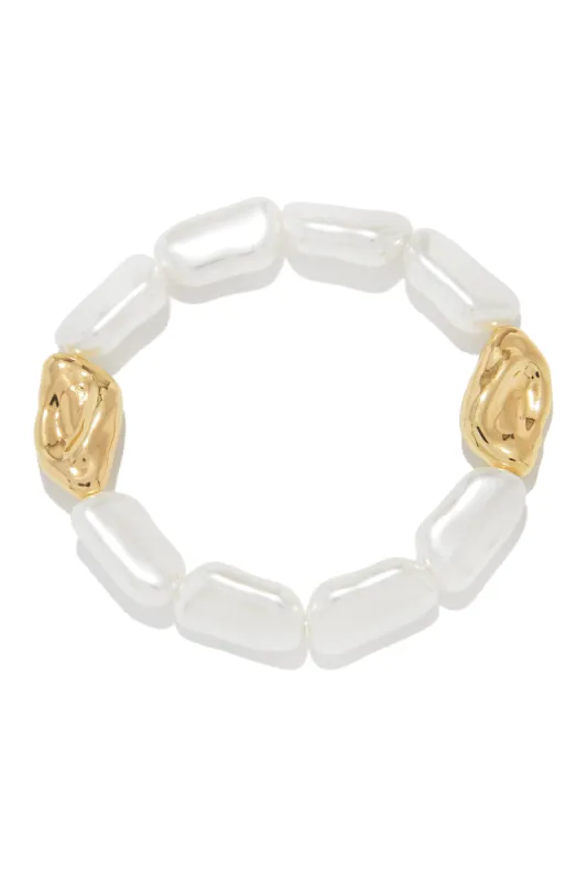 Loriana Faux Pearl Elastic Bracelet - White sold by Miss Lola