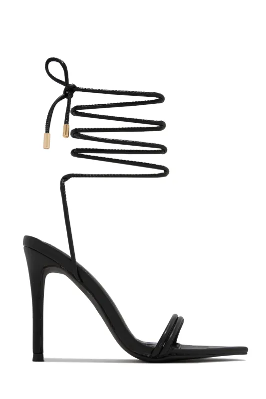 Anisah Lace Up High Heels - Black sold by Miss Lola