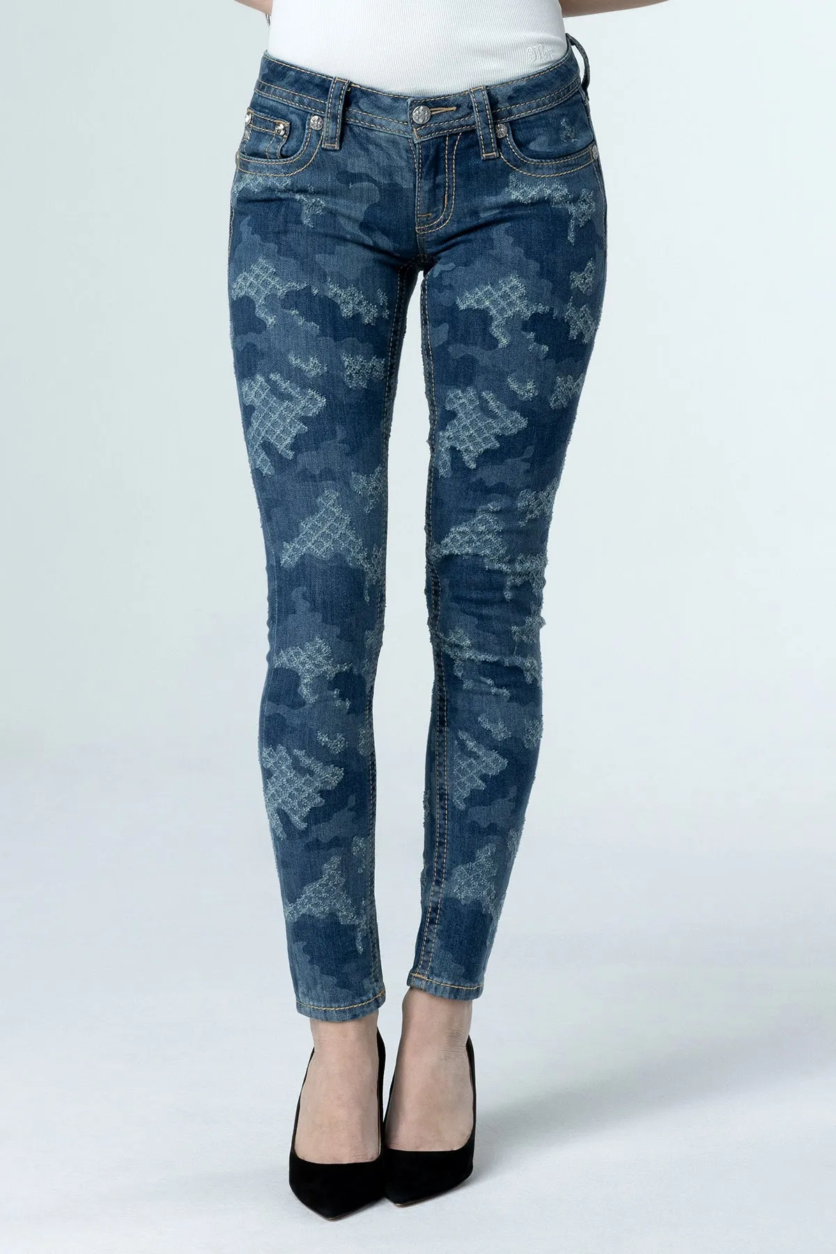 Denim Camo Skinny Jeans sold by Miss Me