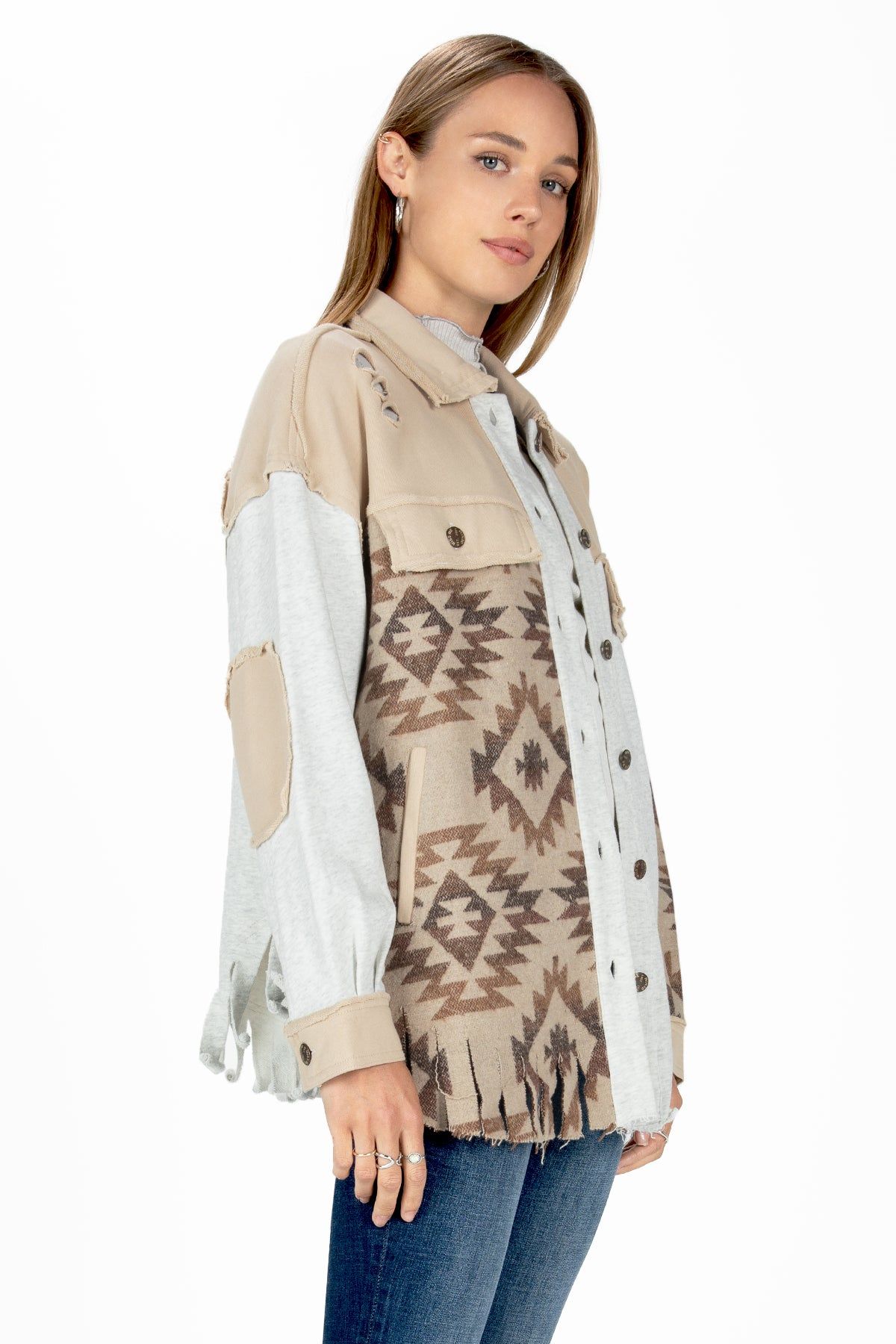 Mixed Aztec Print Shacket sold by Miss Me product image thumbnail 2