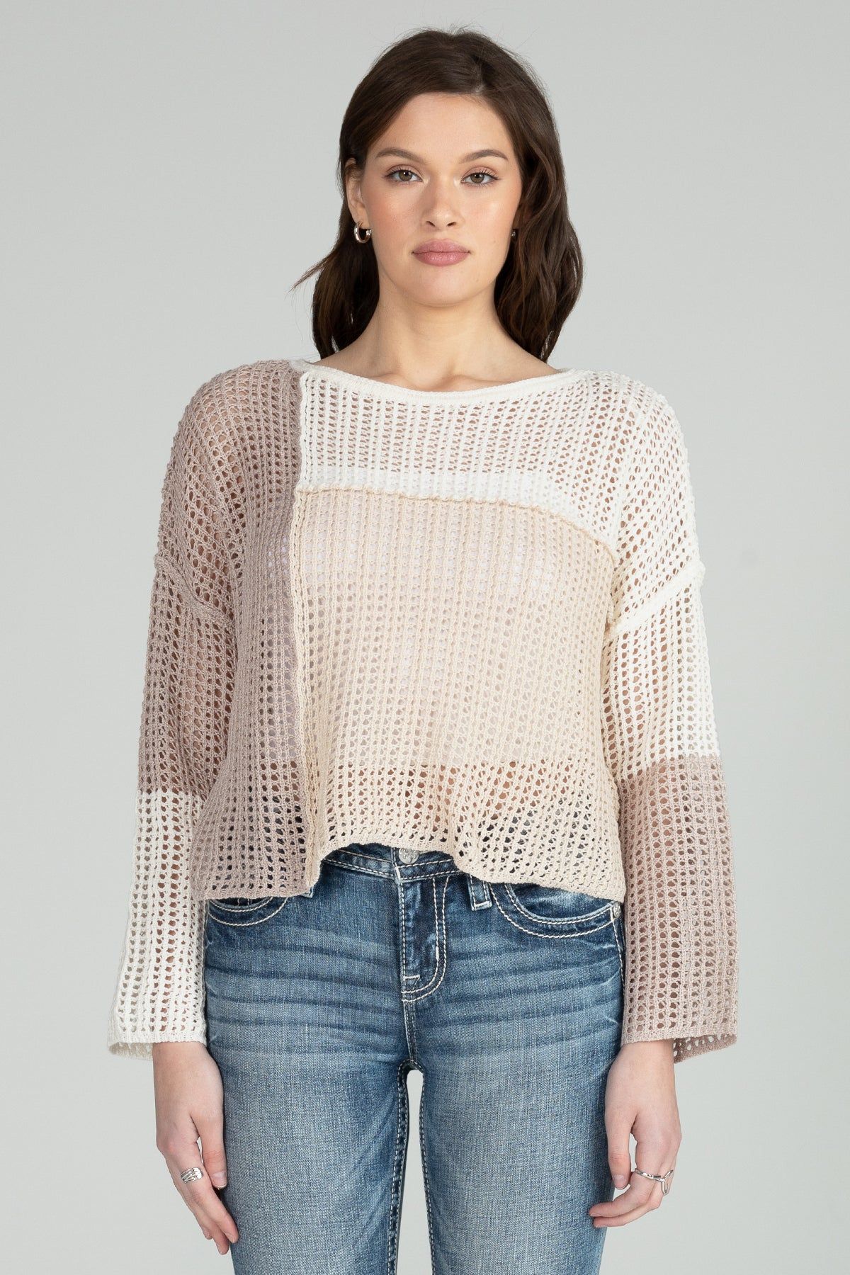 Cropped Crochet Knit Sweater sold by Miss Me product image thumbnail 3