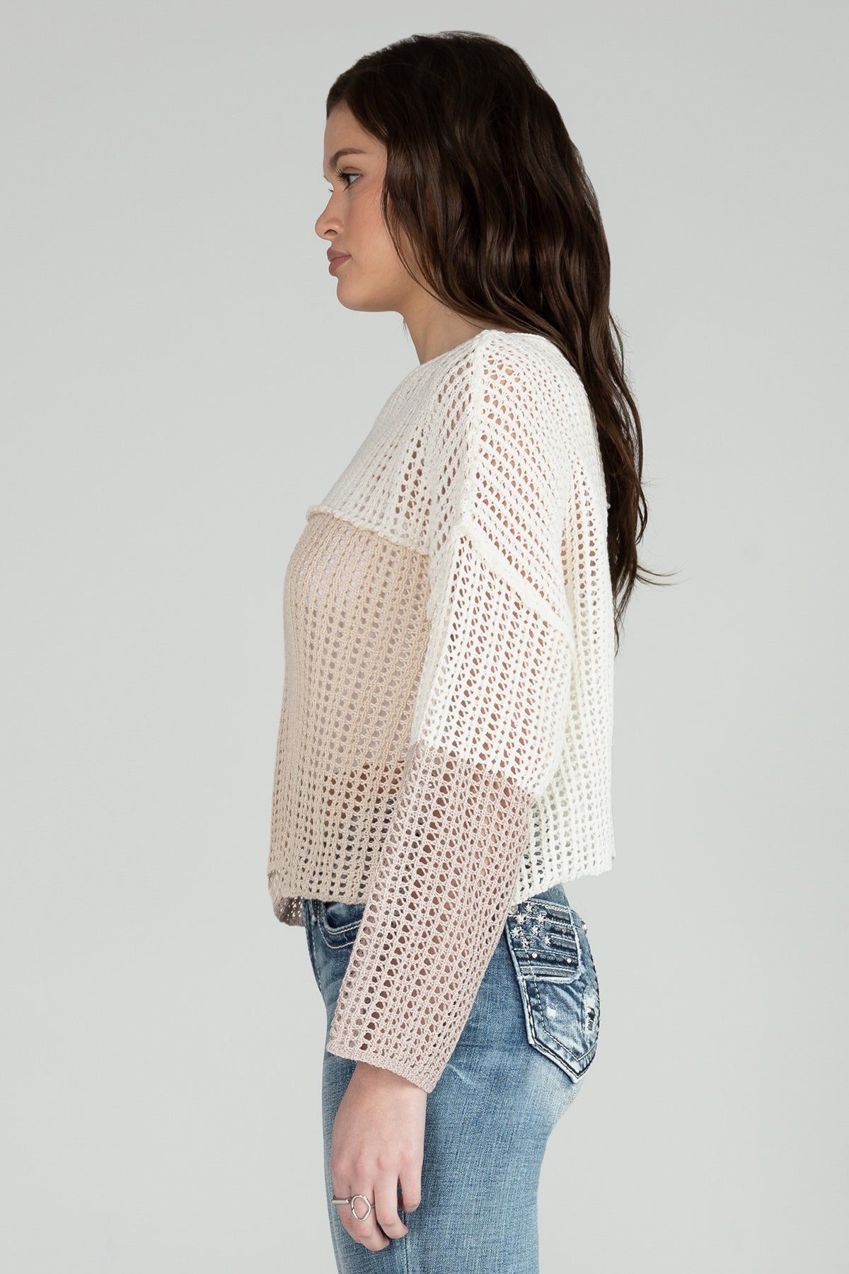 Cropped Crochet Knit Sweater sold by Miss Me product image thumbnail 4