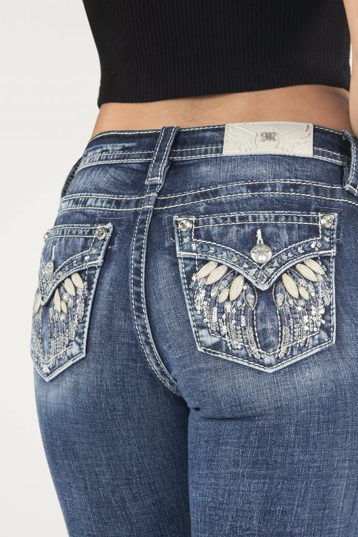 Simple Metallic Wings Bootcut Jeans sold by Miss Me product image thumbnail 4