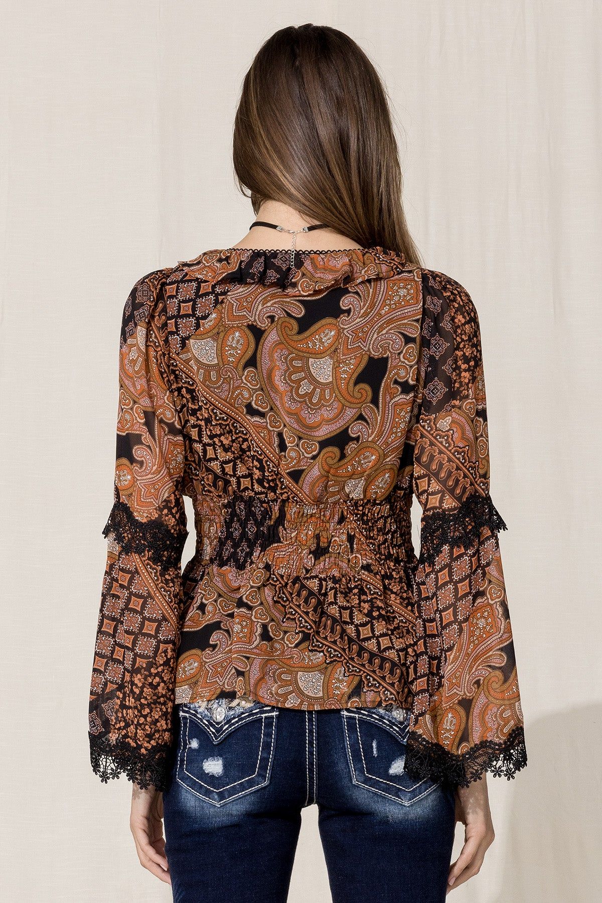 Patchwork Printed Blouse sold by Miss Me product image thumbnail 2