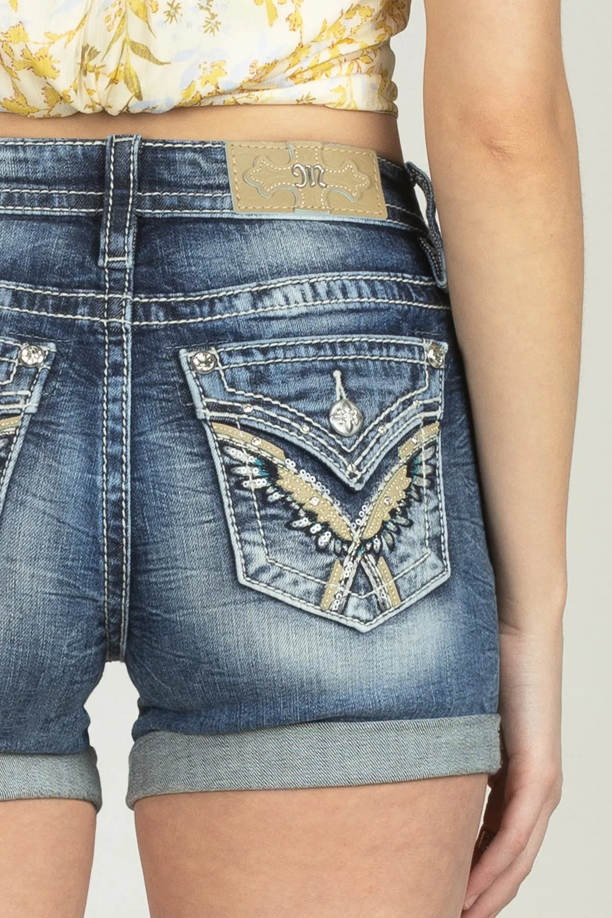 Desert Dust Wing Denim Shorts sold by Miss Me product image thumbnail 2