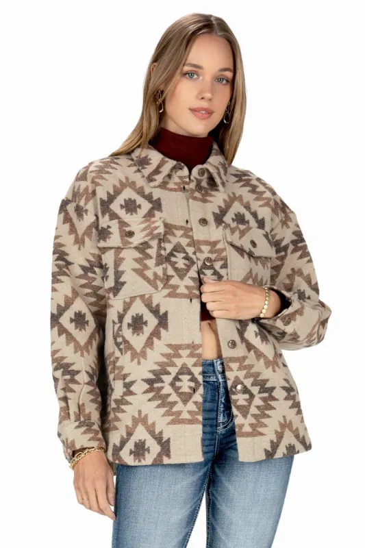 Aztec Button Up Shacket sold by Miss Me