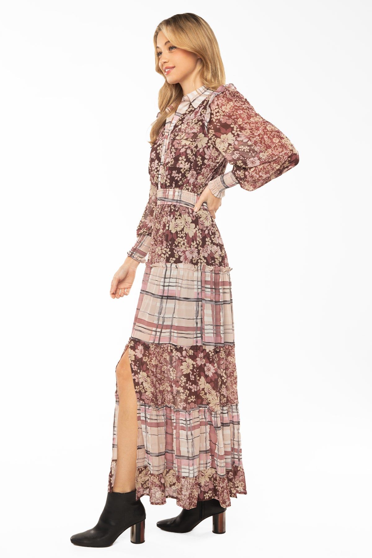 Maxi Dress with Smocked Waist and Sleeves sold by Miss Me product image thumbnail 2